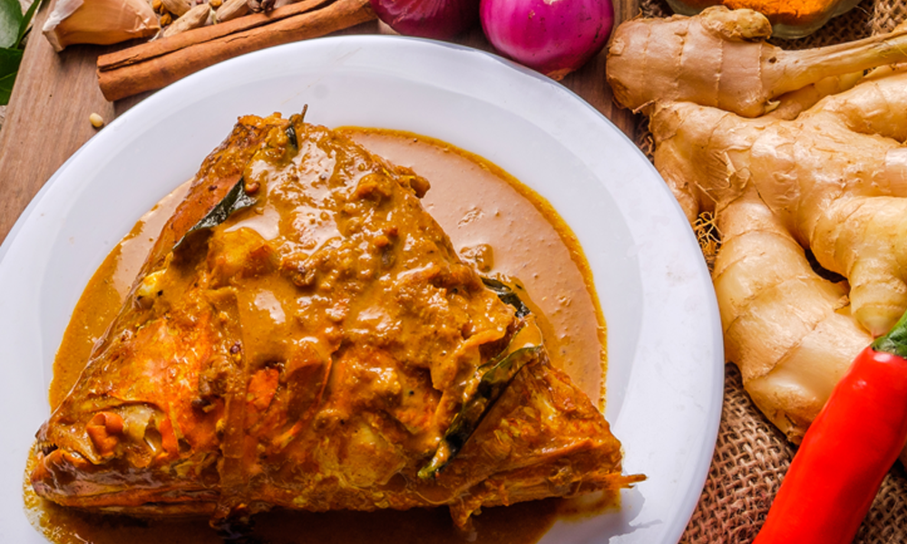 golden snapper curry fish head cooked in a convotherm combi oven